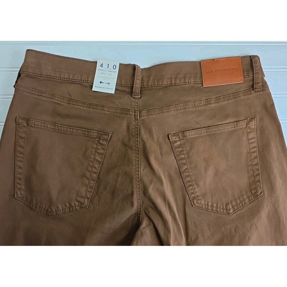 Lucky Brand 410 Athletic Straight Mens 34x32 Advanced Stretch BROWN Pants NEW